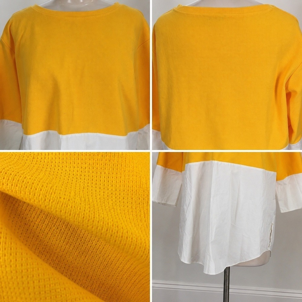 COS M Colorblock Tunic Oversized Minimalist Modern Mixed Media Knit Poplin  $149 - Picture 5 of 9